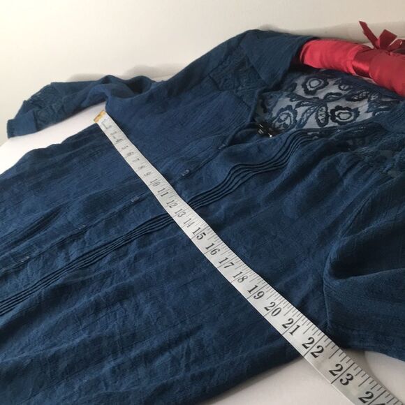 Mine Too Boho Breezy Blue Top with Lace - Picture 4 of 11